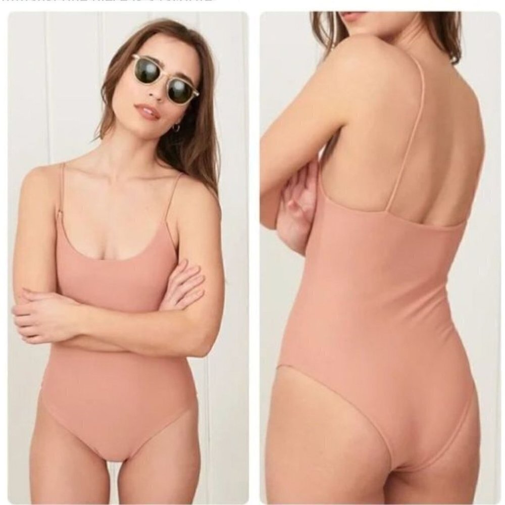 NWT Jenni Kayne X Mikoh Portugal One Piece Swimsuit Dusk Beige Size L